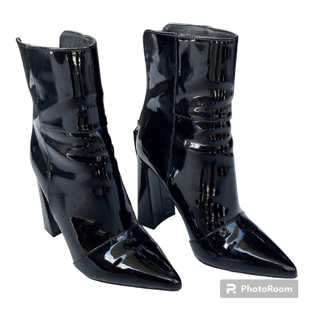 Patent Leather Ankle Heel Boots